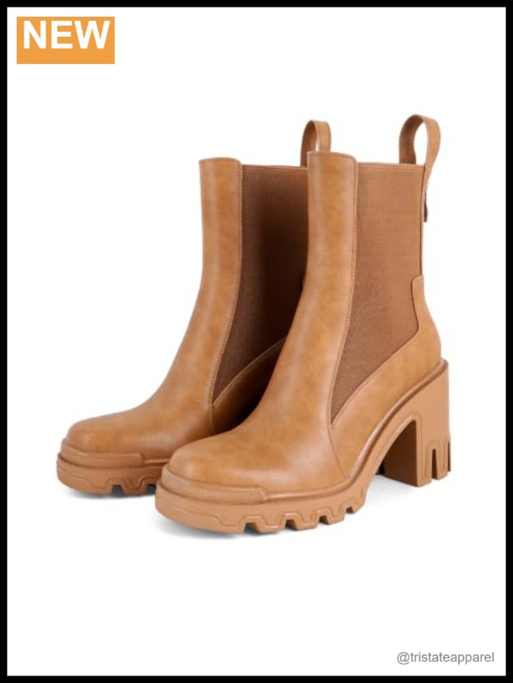 Womens Chelsea Ankle Boots Chunky Platform Heel Booties Faux Leather
